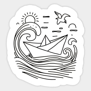 Paper Boat Adventure: A Journey of Imagination Sticker